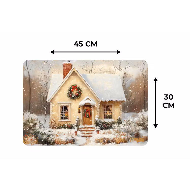 Placemat - 6 stuks - Kerst - Huis - Winter - Sneeuw — 3