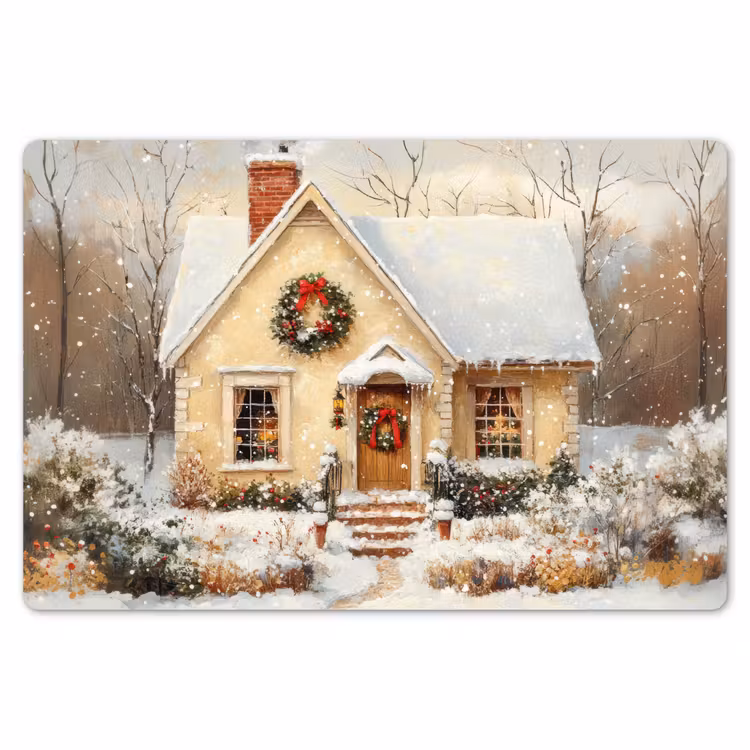 Placemat - 6 stuks - Kerst - Huis - Winter - Sneeuw — 7