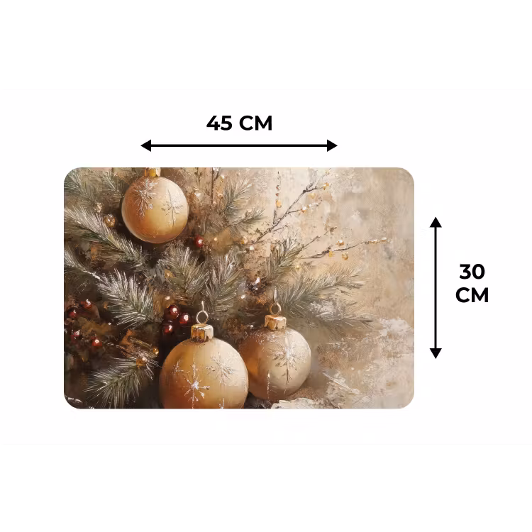 Placemat - 6 stuks - Kerst - Kerstballen - Beige - Goud — 3