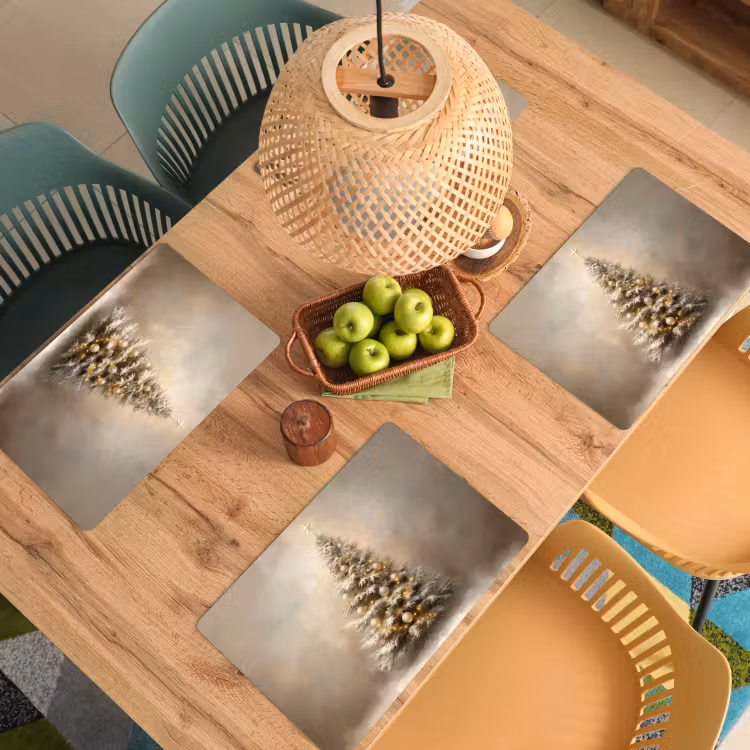 Placemat - 6 stuks - Kerst - kerstboom - Sneeuw - Art — 6