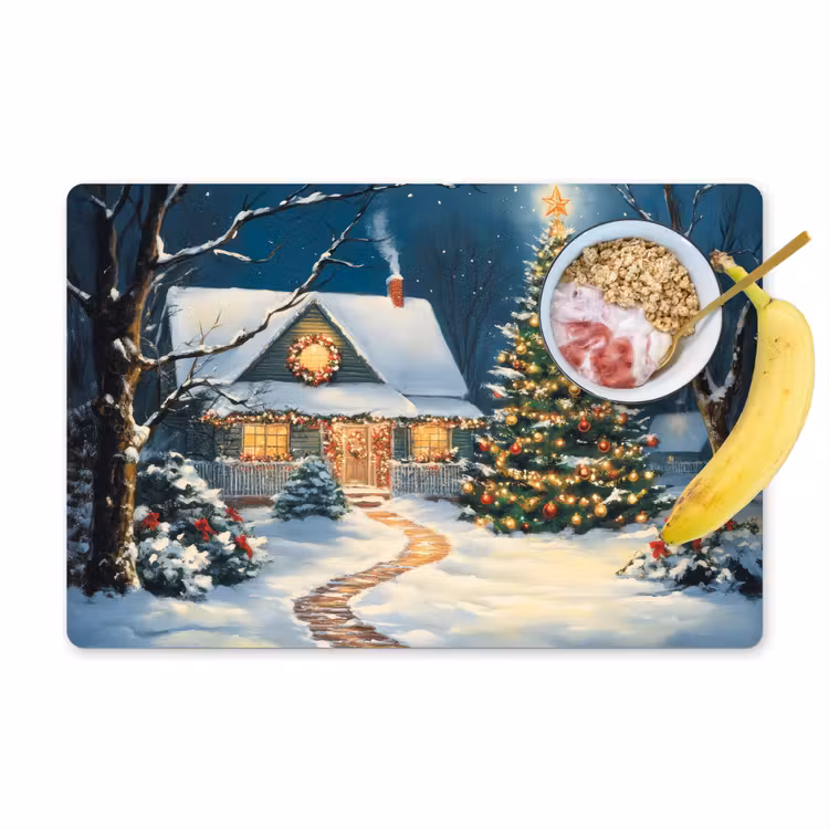 Placemat - 6 stuks - Kerst - Kerstboom - Winter - Huis - Sneeuw — 1
