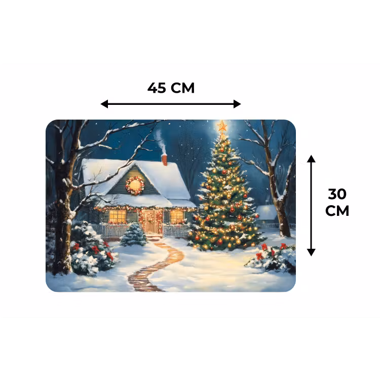 Placemat - 6 stuks - Kerst - Kerstboom - Winter - Huis - Sneeuw — 3