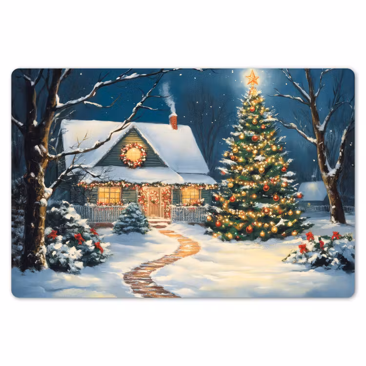 Placemat - 6 stuks - Kerst - Kerstboom - Winter - Huis - Sneeuw — 7