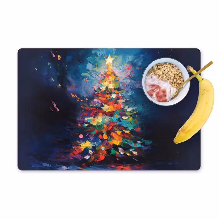 Placemat - 6 stuks - Kerstboom - Kerst - Abstract - Kleurrijk — 1