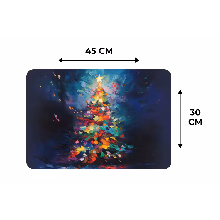 Placemat - 6 stuks - Kerstboom - Kerst - Abstract - Kleurrijk — 3