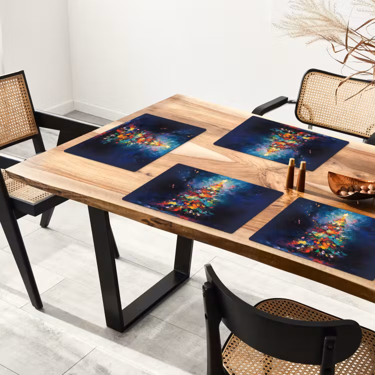 Placemat - 6 stuks - Kerstboom - Kerst - Abstract - Kleurrijk — 5