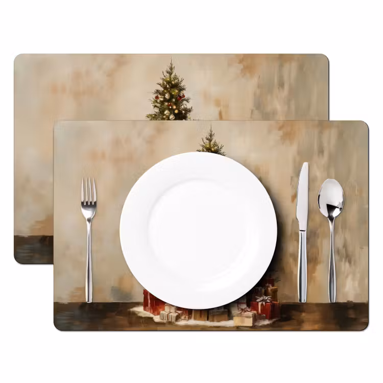 Placemat - 6 stuks - Kerstboom - Versierd - Kleurrijk — 2