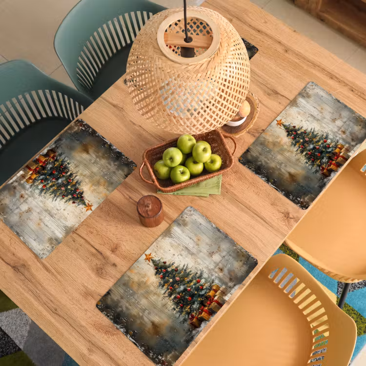 Placemat - 6 stuks - Kerstboom - Vintage - Kerst - Cadeau — 6