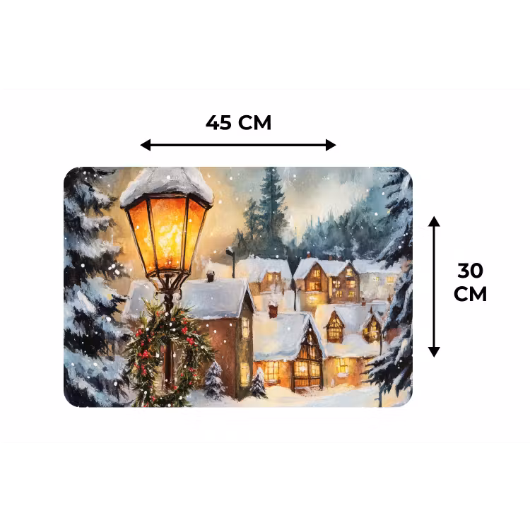 Placemat - 6 stuks - Kerstdorp - Huizen - Sneeuw - Kerst — 3