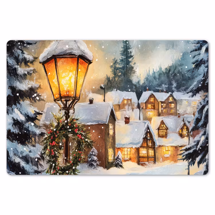 Placemat - 6 stuks - Kerstdorp - Huizen - Sneeuw - Kerst — 7
