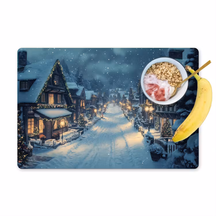Placemat - 6 stuks - Kerstdorp - Kerst - Sneeuw - Winter — 1