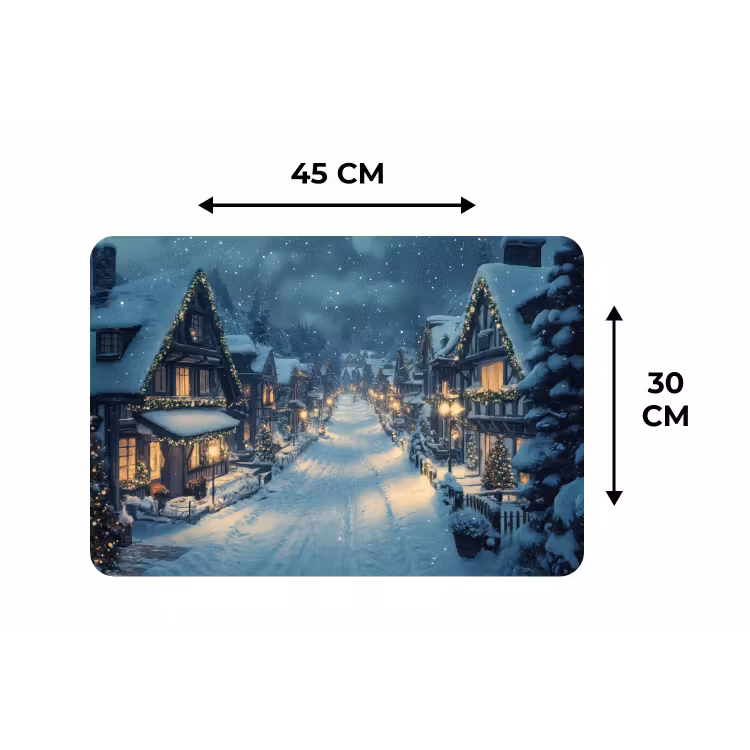 Placemat - 6 stuks - Kerstdorp - Kerst - Sneeuw - Winter — 3