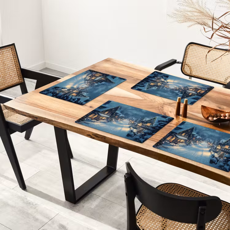 Placemat - 6 stuks - Kerstdorp - Kerst - Sneeuw - Winter — 5