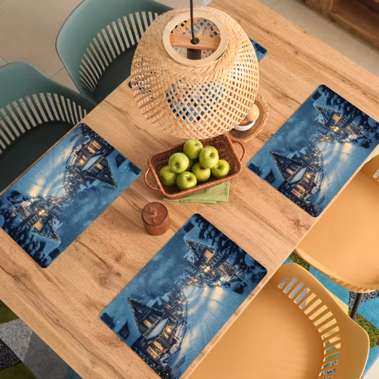 Placemat - 6 stuks - Kerstdorp - Kerst - Sneeuw - Winter — 6