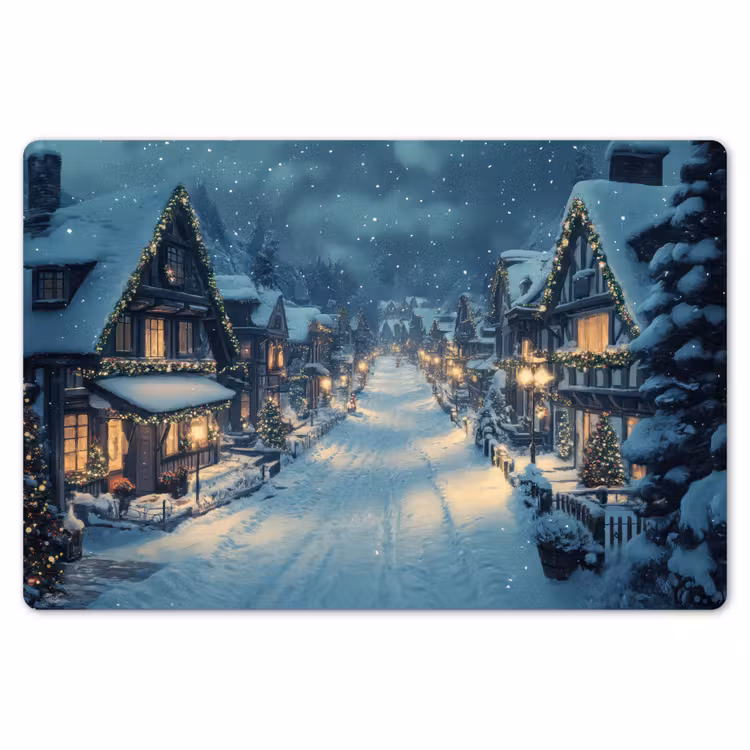 Placemat - 6 stuks - Kerstdorp - Kerst - Sneeuw - Winter — 7