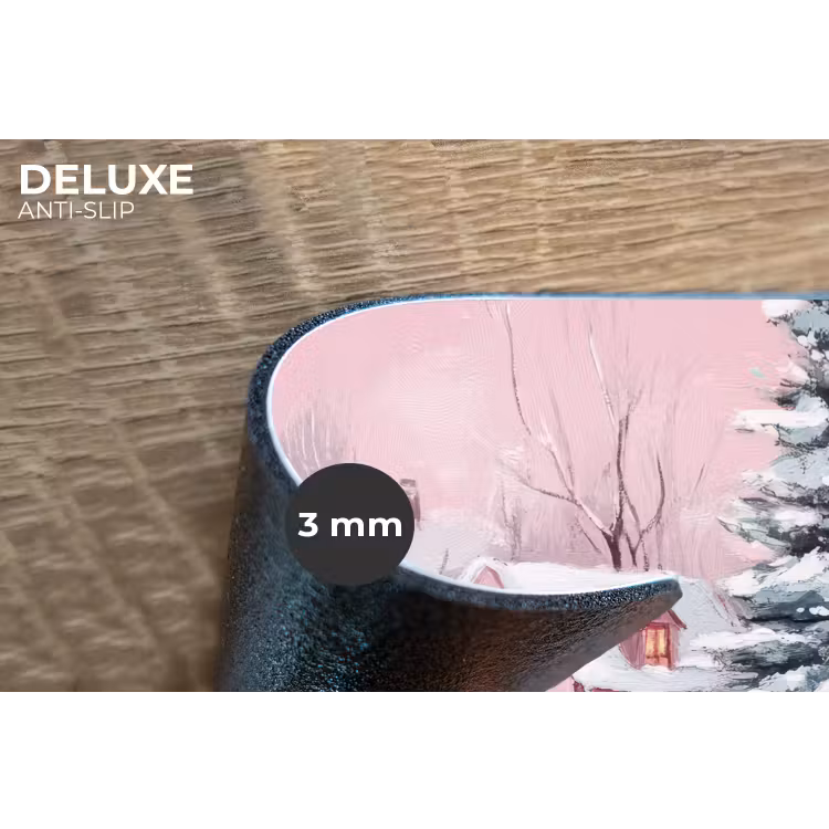 Placemat - 6 stuks - Kerstdorp - Roze - Winter - Sneeuw - Huizen — 4