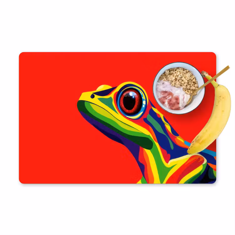 Placemat - 6 stuks - Kikker - Kleurrijk - Strepen - Ogen — 1