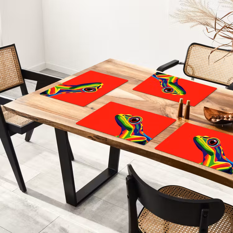 Placemat - 6 stuks - Kikker - Kleurrijk - Strepen - Ogen — 5
