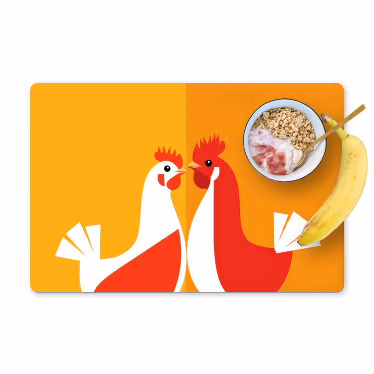 Placemat - 6 stuks - Kippen - Oranje - Vlakken — 1