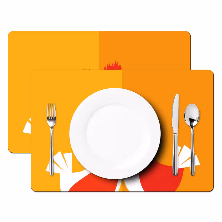 Placemat - 6 stuks - Kippen - Oranje - Vlakken — 2