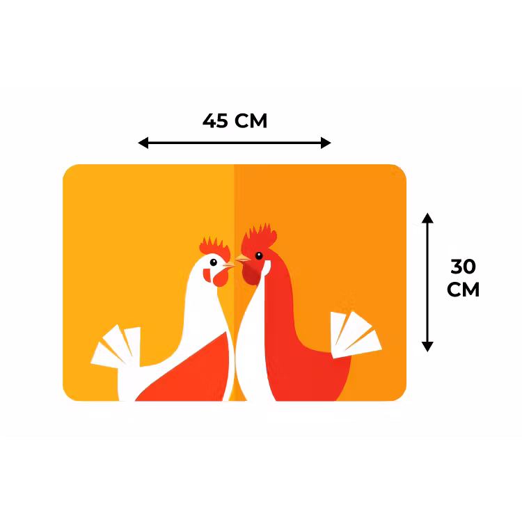 Placemat - 6 stuks - Kippen - Oranje - Vlakken — 3