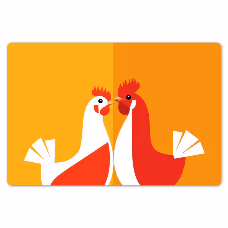 Placemat - 6 stuks - Kippen - Oranje - Vlakken — 7