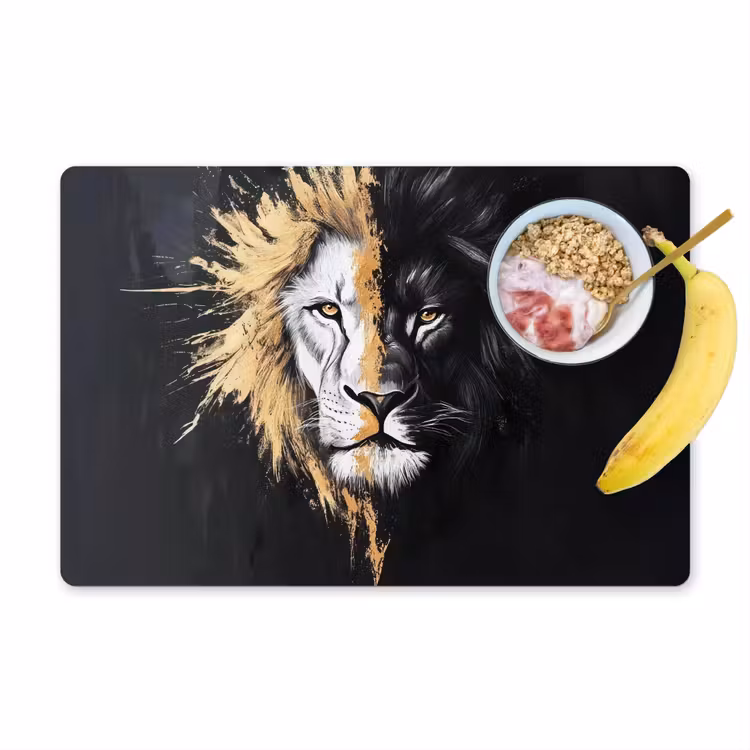 Placemat - 6 stuks - Leeuw - Gesplitst - Zwart - Lijn — 1
