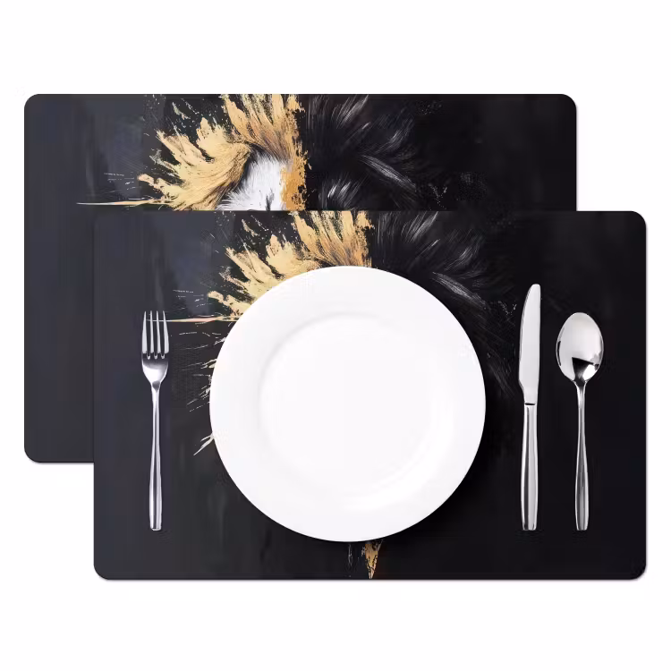 Placemat - 6 stuks - Leeuw - Gesplitst - Zwart - Lijn — 2