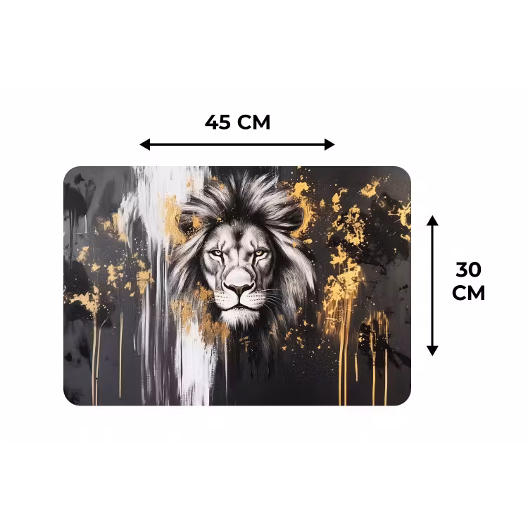 Placemat - 6 stuks - Leeuw - Portret - Verfspatten - Grijs — 3