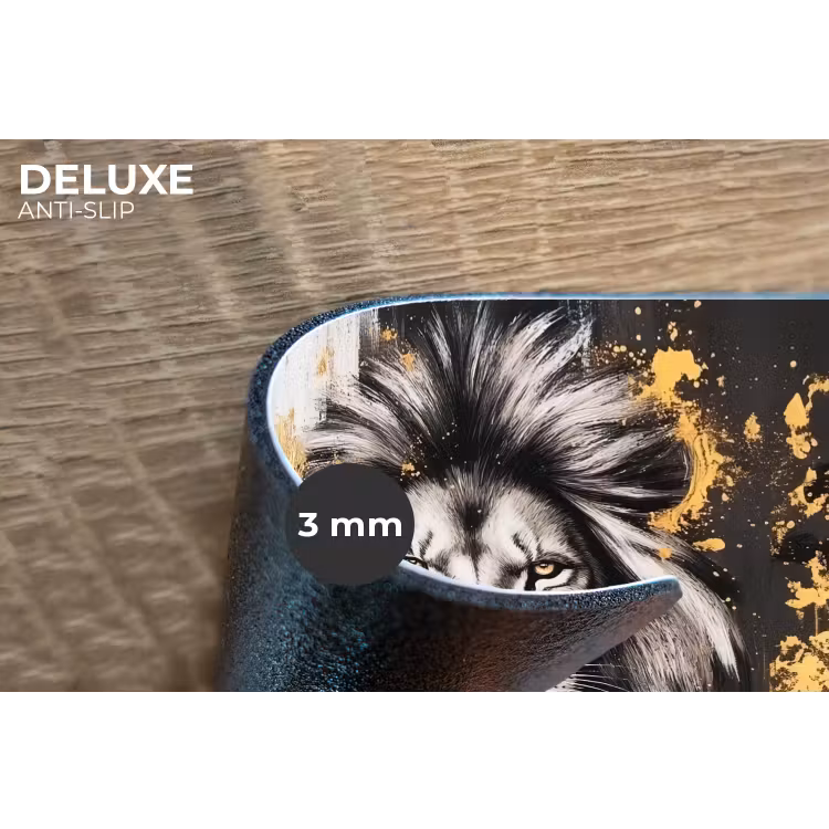 Placemat - 6 stuks - Leeuw - Portret - Verfspatten - Grijs — 4