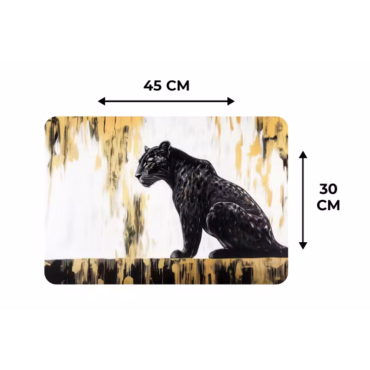 Placemat - 6 stuks - Panter - Zwart - Abstract - Goud — 3