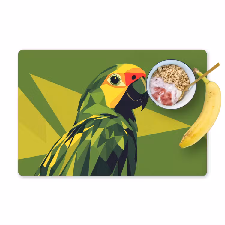 Placemat - 6 stuks - Papegaai - Groen - Snavel - Abstract — 1