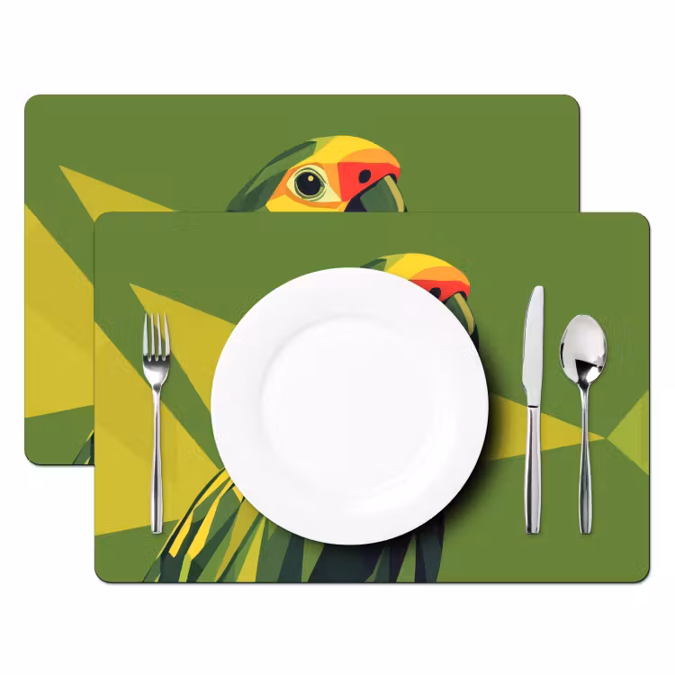 Placemat - 6 stuks - Papegaai - Groen - Snavel - Abstract — 2