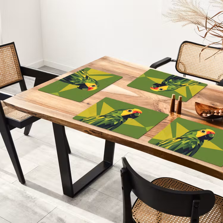 Placemat - 6 stuks - Papegaai - Groen - Snavel - Abstract — 5