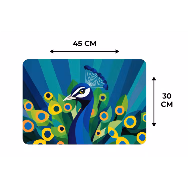 Placemat - 6 stuks - Pauw - Cirkels - Blauw — 3