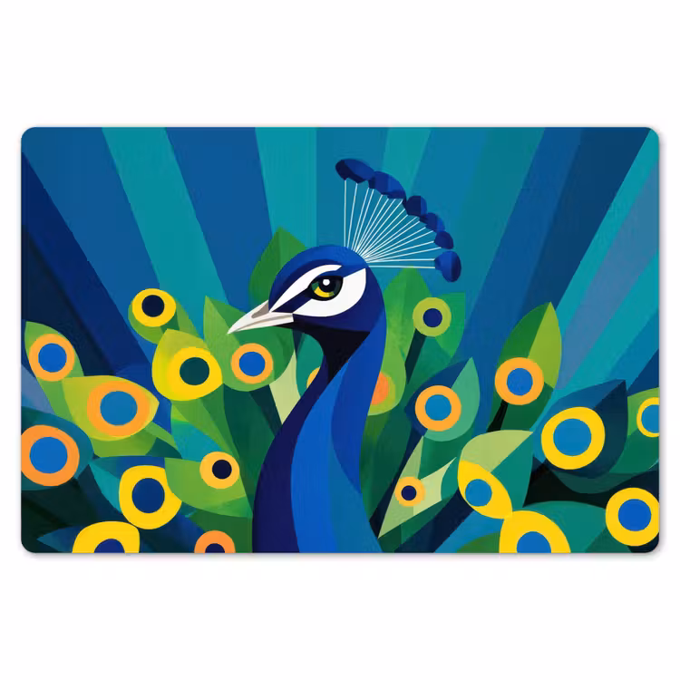 Placemat - 6 stuks - Pauw - Cirkels - Blauw — 7