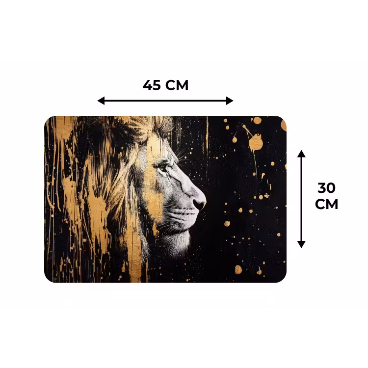 Placemat - 6 stuks - Portret - Leeuw - Abstract - Goud — 3