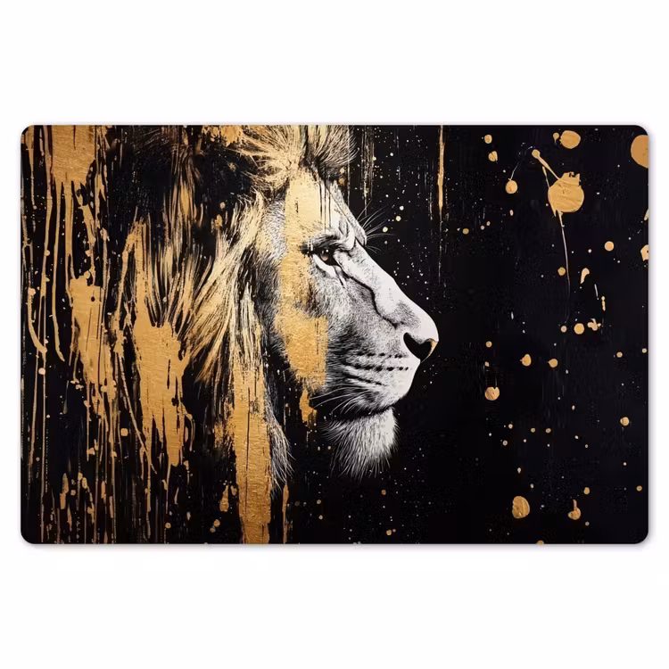 Placemat - 6 stuks - Portret - Leeuw - Abstract - Goud — 7