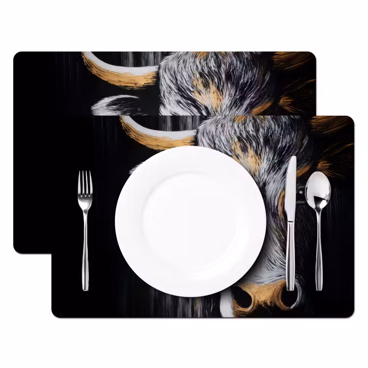 Placemat - 6 stuks - Stier - Hoorns - Snuit - Goud — 2