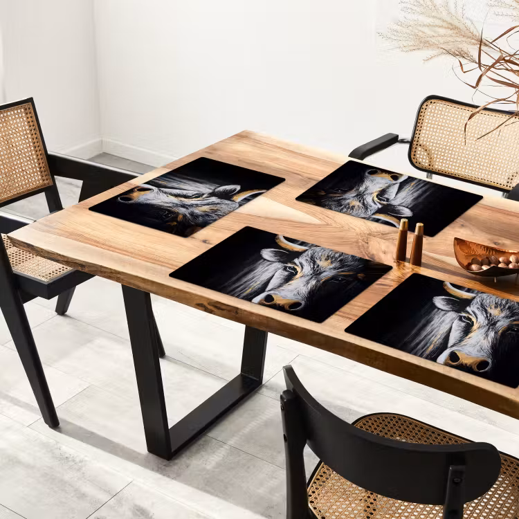 Placemat - 6 stuks - Stier - Hoorns - Snuit - Goud — 5