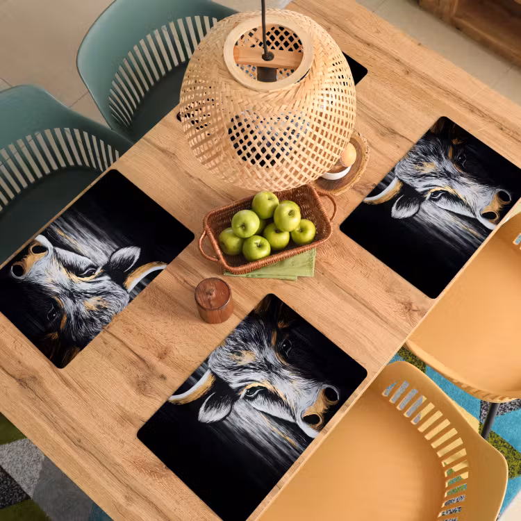Placemat - 6 stuks - Stier - Hoorns - Snuit - Goud — 6