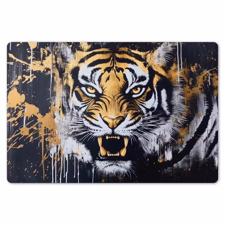 Placemat - 6 stuks - Tijger - Verfspatten - Goud — 7