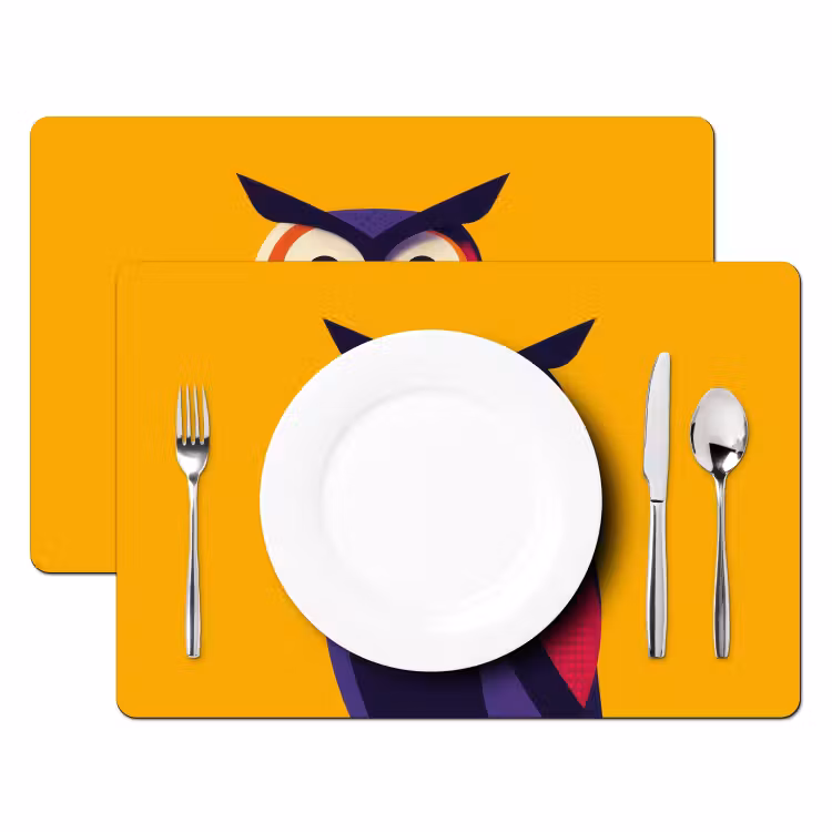 Placemat - 6 stuks - Uil - Grafisch - Kleurrijk - Ogen — 2