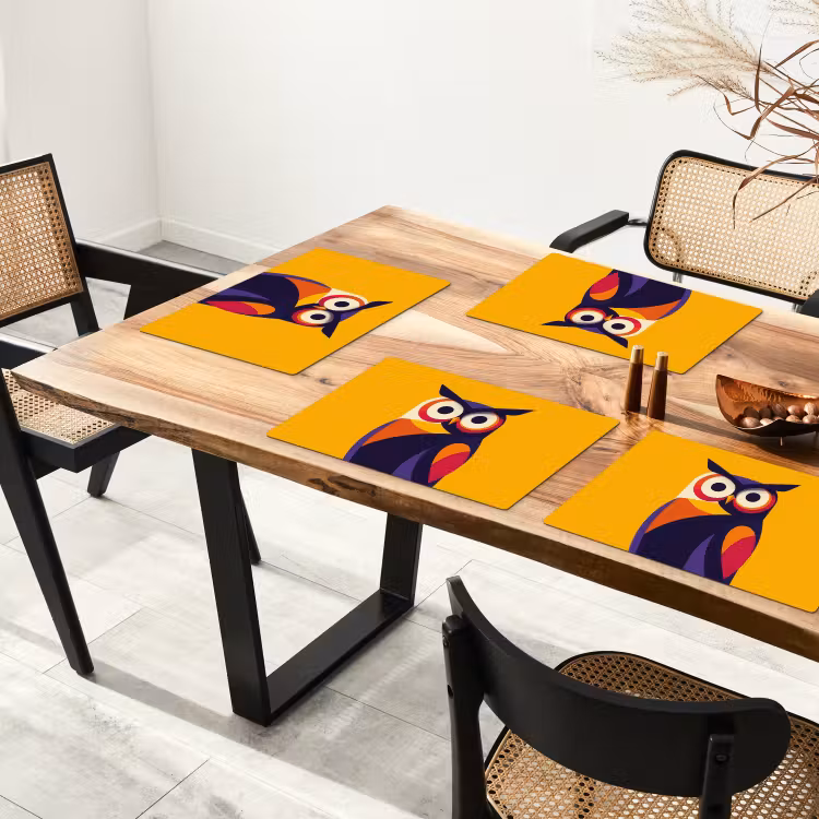 Placemat - 6 stuks - Uil - Grafisch - Kleurrijk - Ogen — 5