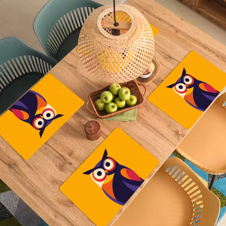 Placemat - 6 stuks - Uil - Grafisch - Kleurrijk - Ogen — 6