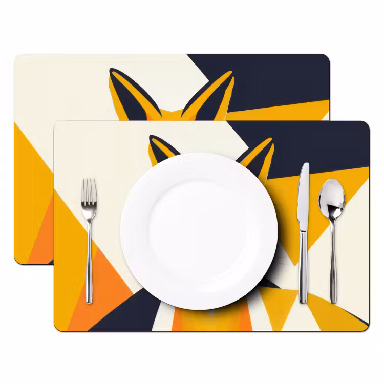 Placemat - 6 stuks - Vos - Oranje - Abstract - Driehoeken — 2