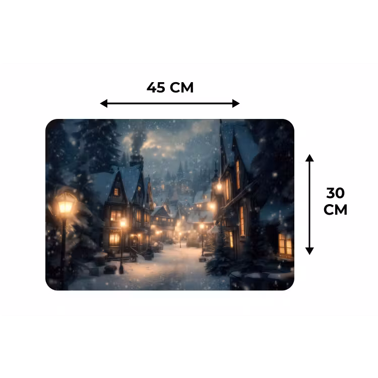 Placemat - 6 stuks - Winterdorp - Sneeuw - Donker — 3