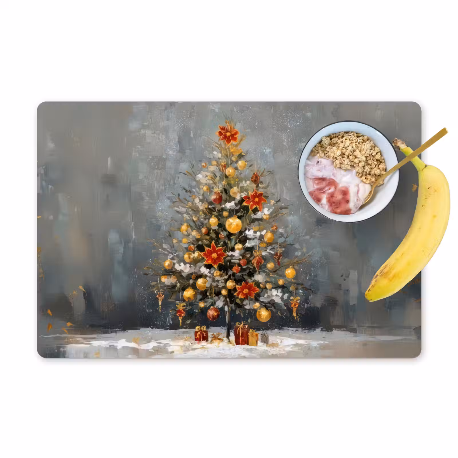 Placemat - 6 stuks - Kerstboom - Cadeaus - Rood - Goud — 1