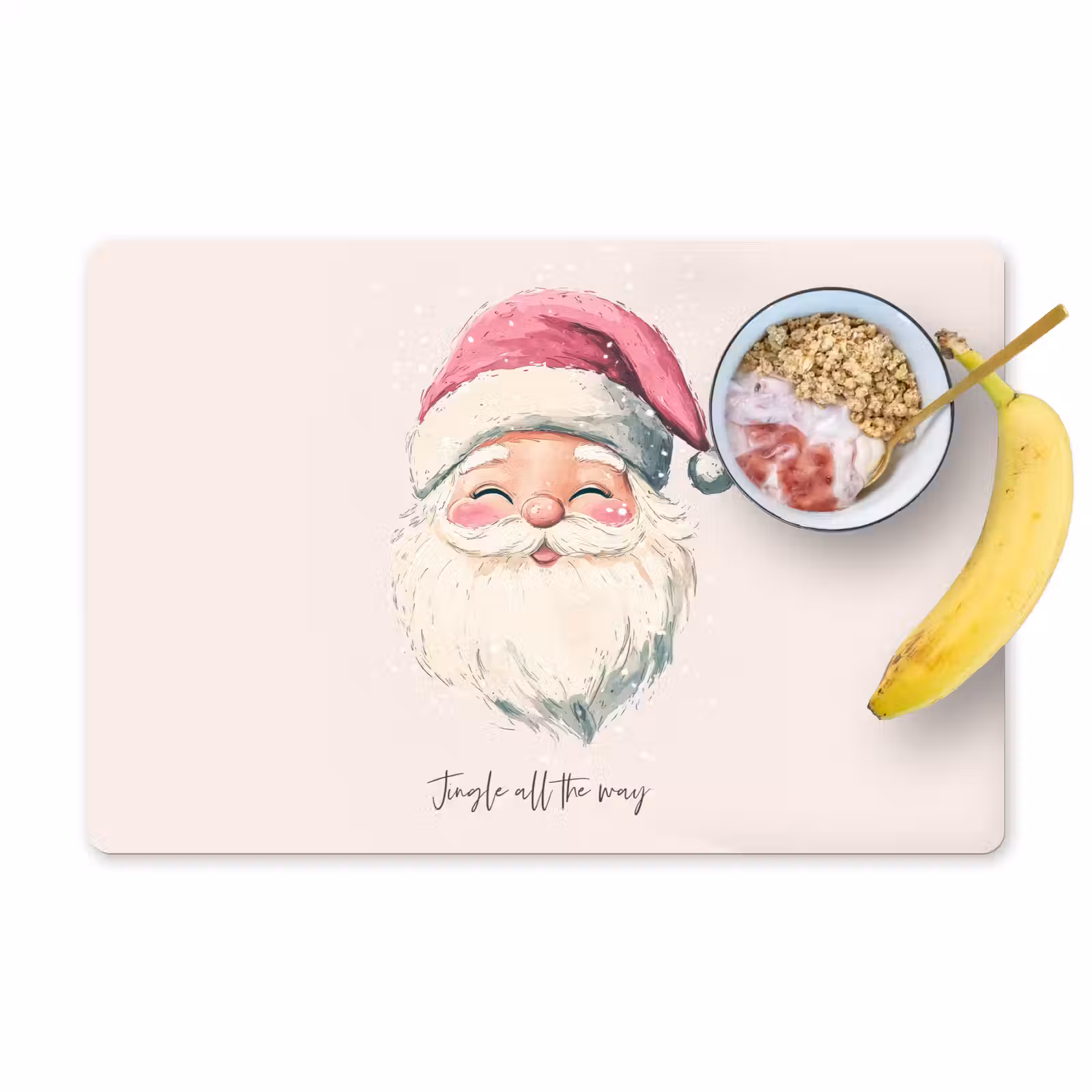 Placemat - 6 stuks - Kerstman - Kerst - Quote - Beige — 1