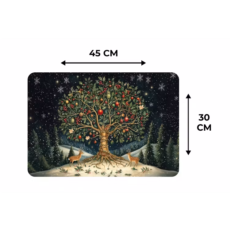 Placemat - 6 stuks - Feestboom - Winterhemel - Kleurrijk — 3